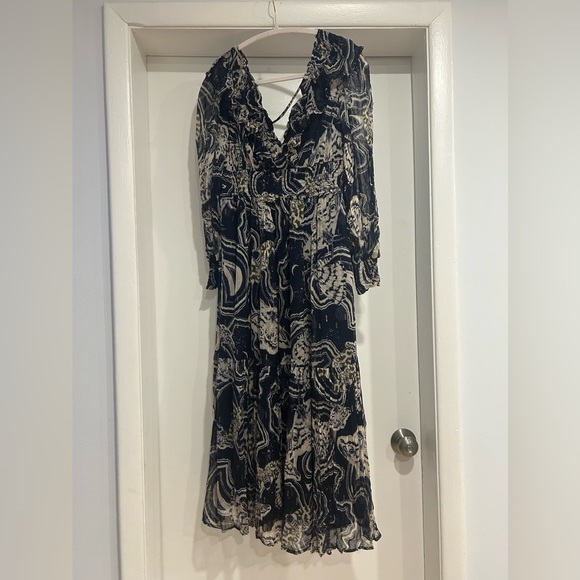 Anthropologie Printer Johnson Long-Sleeve V-Neck Textured Midi Dress - Picture 5 of 8